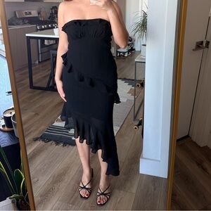 Tailored Lulus Dramatic Allure Black Strapless Ruffled Dress